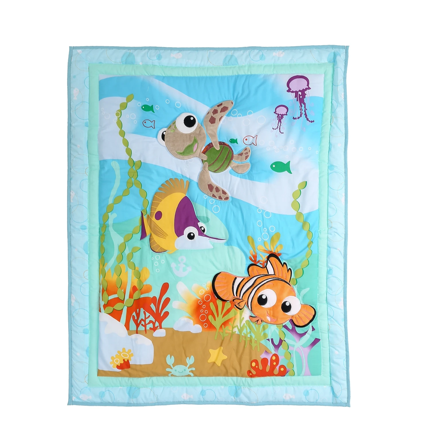 Ensemble de literie Sea World CPull pour bébé fille, couette CPull, literie de pépinière, drap Cpull, jupe Cpull, 4 pare-chocs, 7 pièces