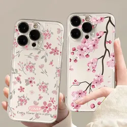 Peach Blossom Flower Case for OPPO Reno 13F 12F 11F 14F 10 8 11 12 13 14 Pro 5G 7 4G 5 6 Lite A58 A78 A79 A98 Floral Clear Cover