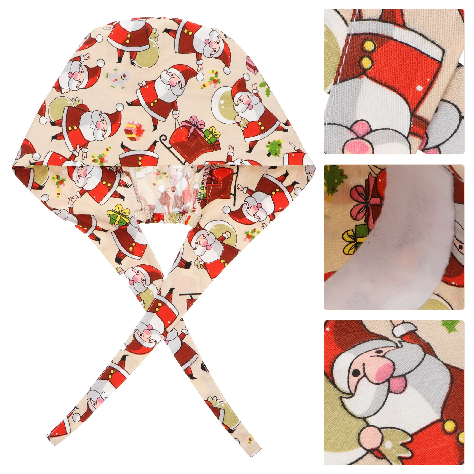 Natal impresso algodão chapéu dos desenhos animados boné de trabalho à prova de poeira proteção contra perda de cabelo padrão de natal enfermeira médico esteticista boné