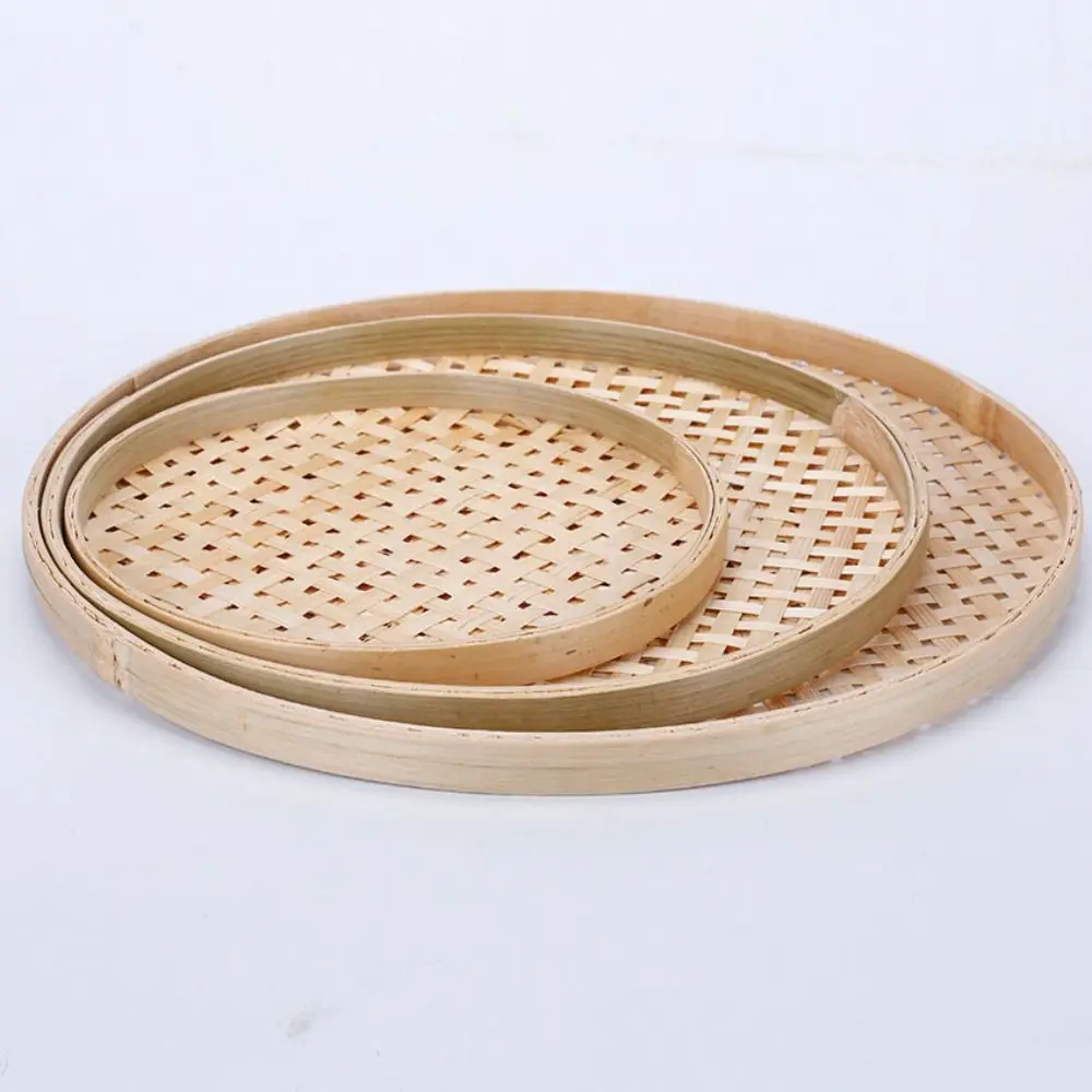 High Quality Handmade Weaving Bamboo Sieve Raft 6 Sizes Easy To Clean Round Dustpan Kitchen Storage Trays Home Decor Fruit Baske