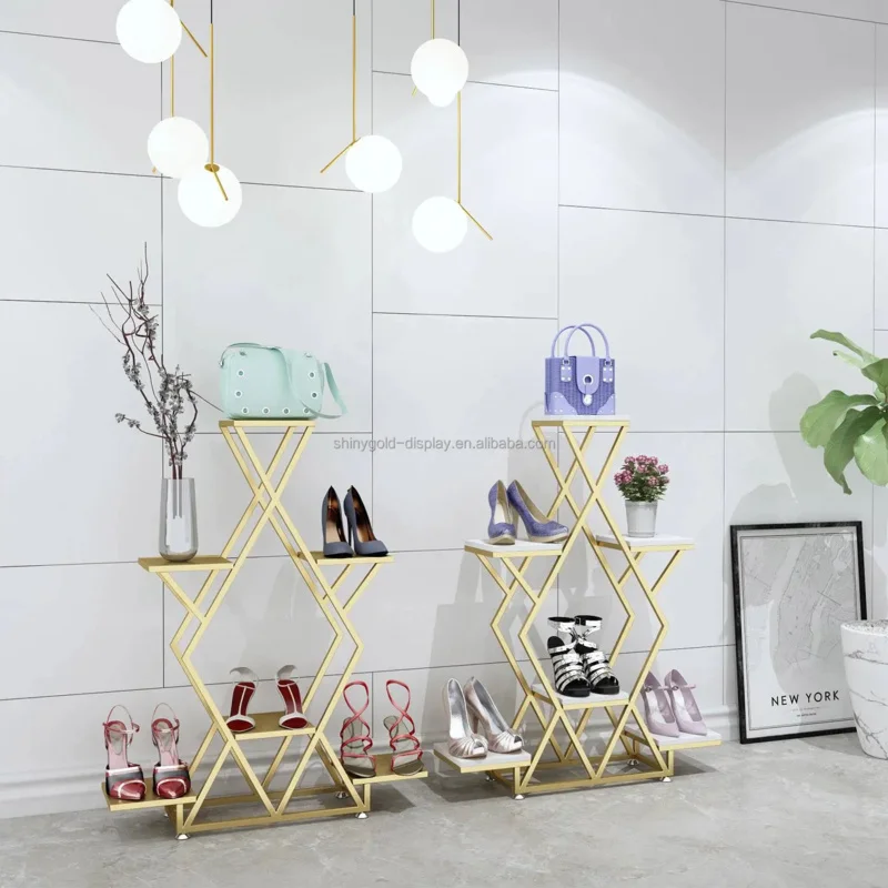 custom.Retail High-end Customized Luxury Clothing Store Nesting Metal Counter Top Display Racks Table Shoes Flower Stand