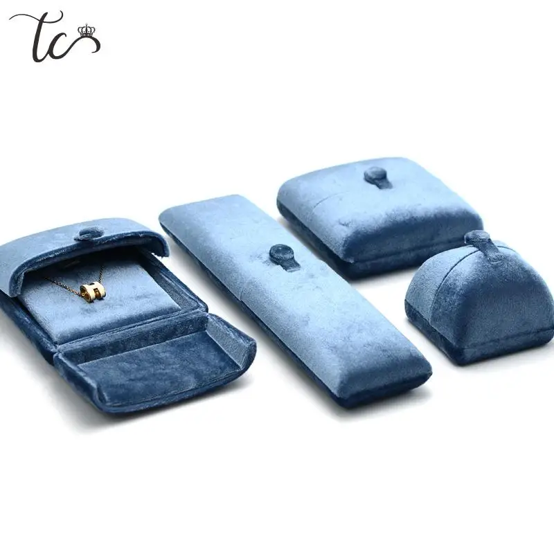 

Высококачественная бархатная коробка для хранения ювелирных изделий на пуговицах, кольцо, серьги, ожерелье, кулон, браслет, коробка для хранения