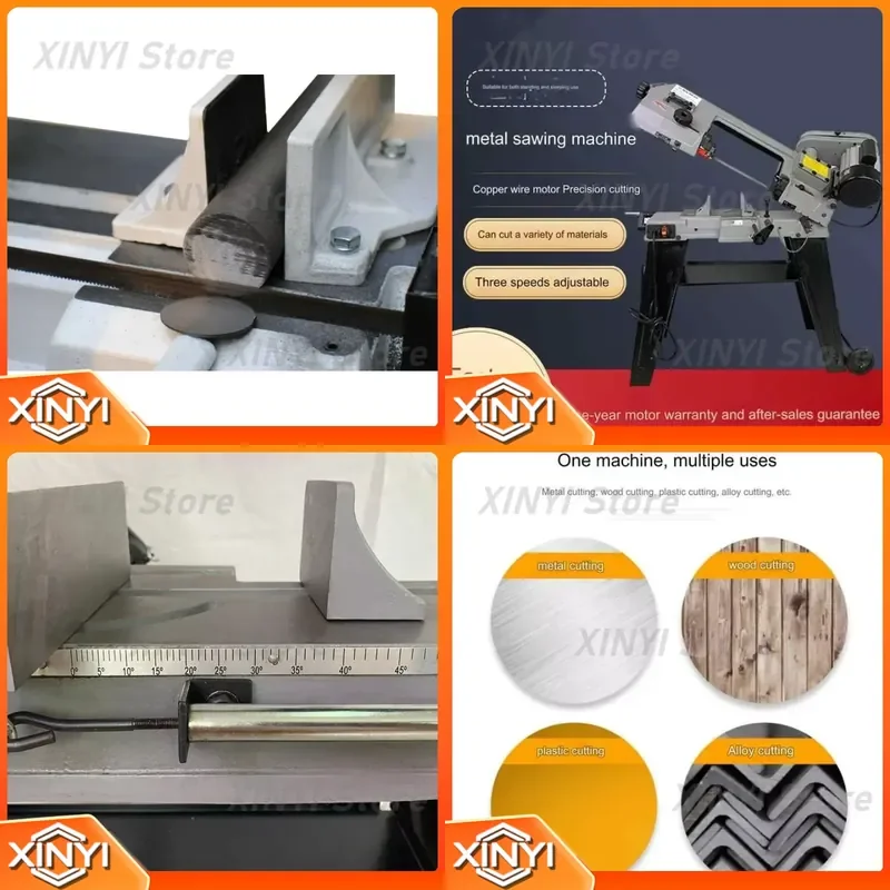 Band Saw Machine for DIY Wood Metal Cutting 500W 220V Portable Tabletop Band Saw for Carpentry Workshop Home Use Dual