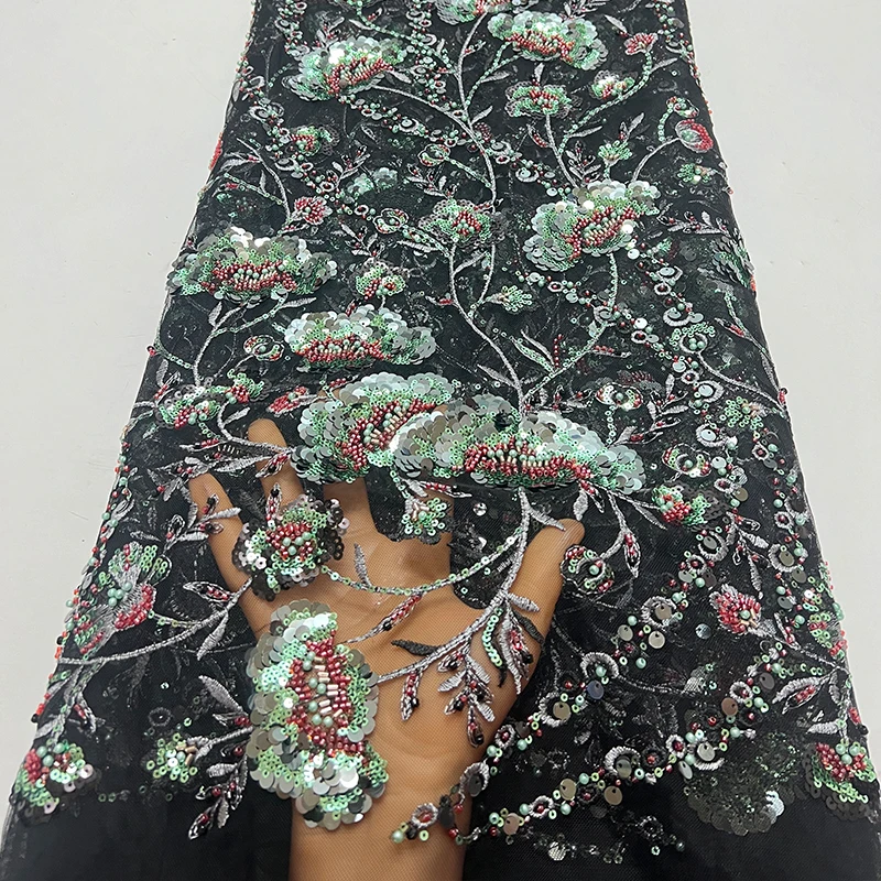 قماش شبكي فرنسي فاخر، أنماط مطرزة كبيرة وصغيرة عالية الجودة، فستان قماش دانتيل مطرز بالترتر الأفريقي