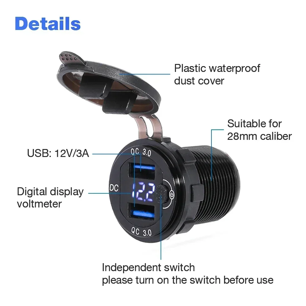 For HONDA NX500 NX400 CB500X Motorcycle QC3.0 USB Charger Voltmeter Power Outlet Connector Plug Dual USB Socket Cable NX 500 400