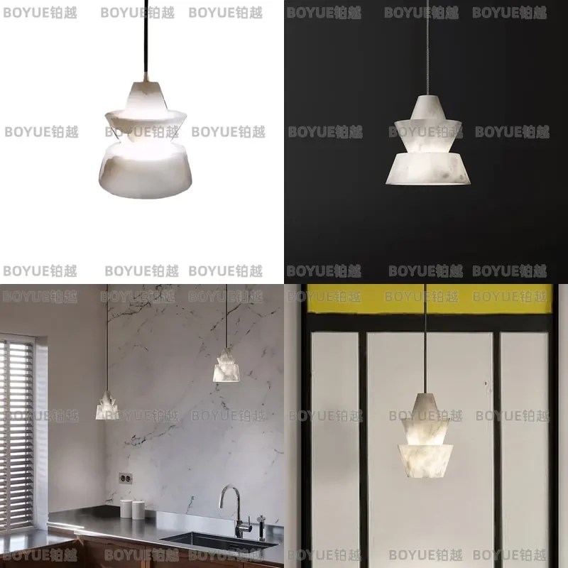 for Modern Minimalist 3 Head Chandelier Luxury All Copper Marble Small Pendant Light for Bedroom Bedside Restaurant Island