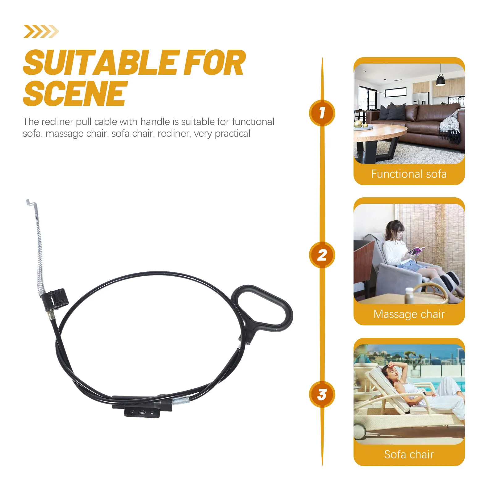 Universal Sofa Chair Recliner Cable Handle Replacement Wear Resistant Plastic Steel Release Parts Recliner Handle Replacement