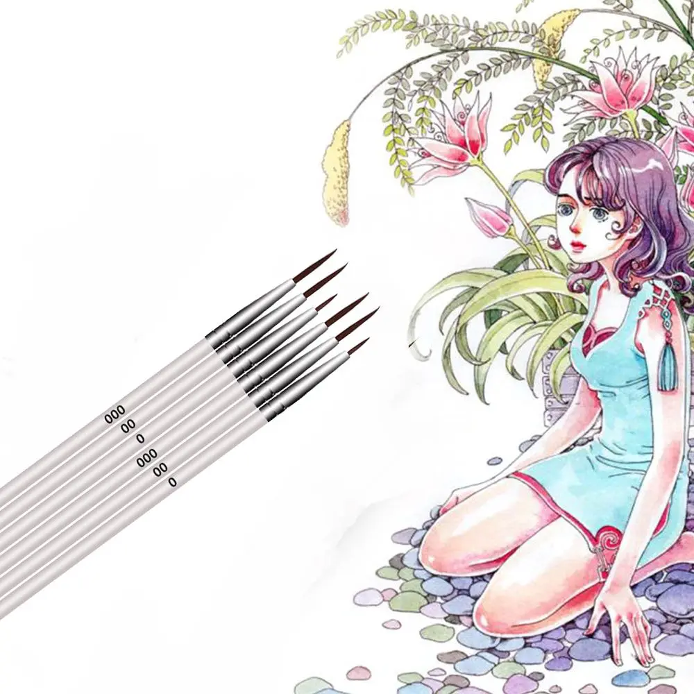 

10PCS New Watercolor Thin Hook Point Tip Line Drawing Pen Nylon Fiber Hair Artist Paint Brush