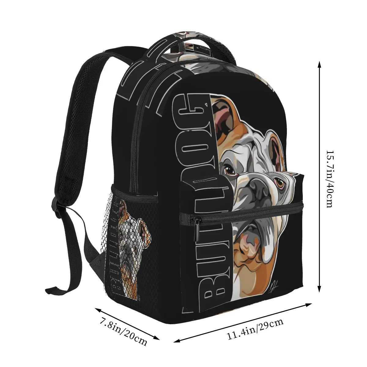 English Bulldog Dog Backpacks Boys Girls Bookbag Students School Bags Cartoon Travel Rucksack Shoulder Bag Large Capacity