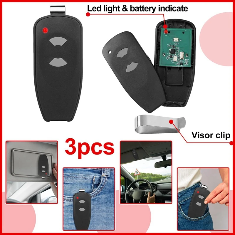 2 Button Remote 315Mhz Garage Door Opener Remotes Garage Door Remote For M3-2312, M4500E, M4700E, DC3700, DC2500,3 Pack