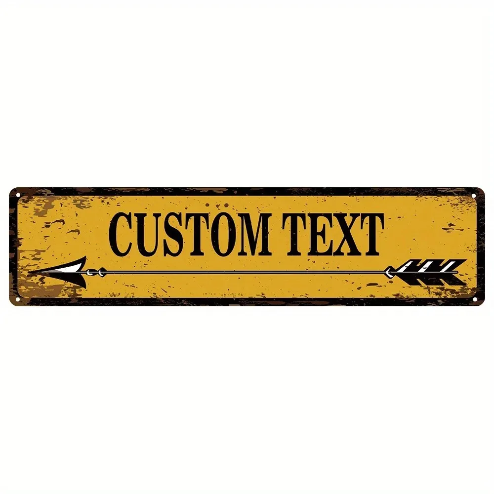 [2D Flat] 1pc Personalized Vintage Left Arrow Custom Text Metal Sign Wall Decor (Only For Decoration)