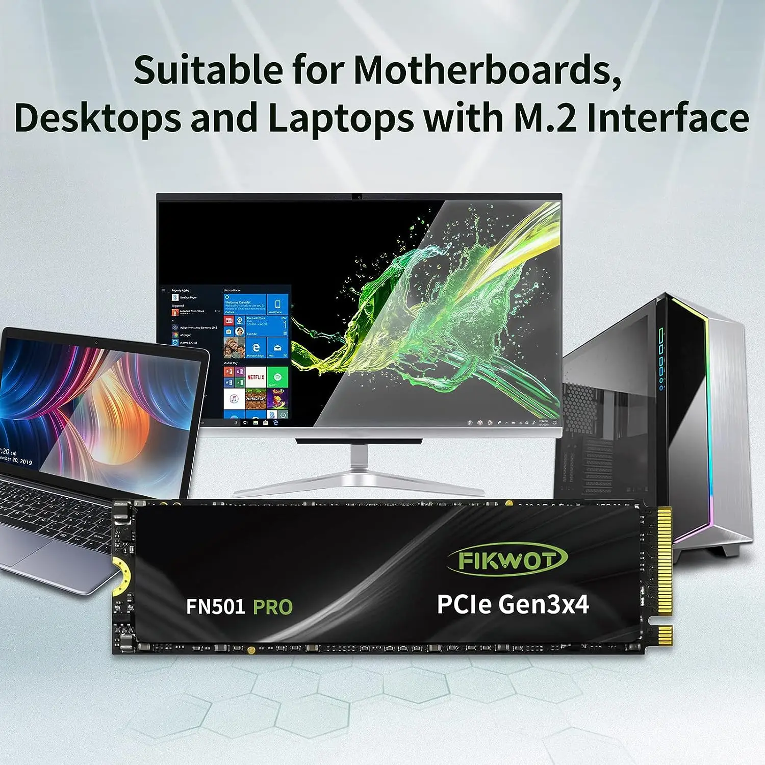 Fikwot-ラップトップ用の内部ソリッドステートドライブ、fn501 pro、m