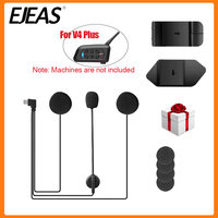 EJEAS V4 Plus/V7 Type-C Plug BT Motorcycle Helmet Intercom Microphone Speaker Headset with Mounting Clip Double-Sided Tape Base