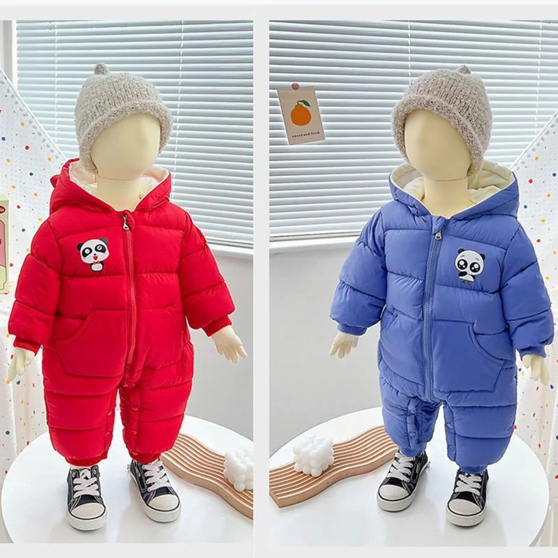 

Baby Padded Rompers Winter Boys Girls Thick Plus Velvet Warm Jumpsuits Infant Hooded Cotton Overalls Snowsuit Bodysuits 0-3Y