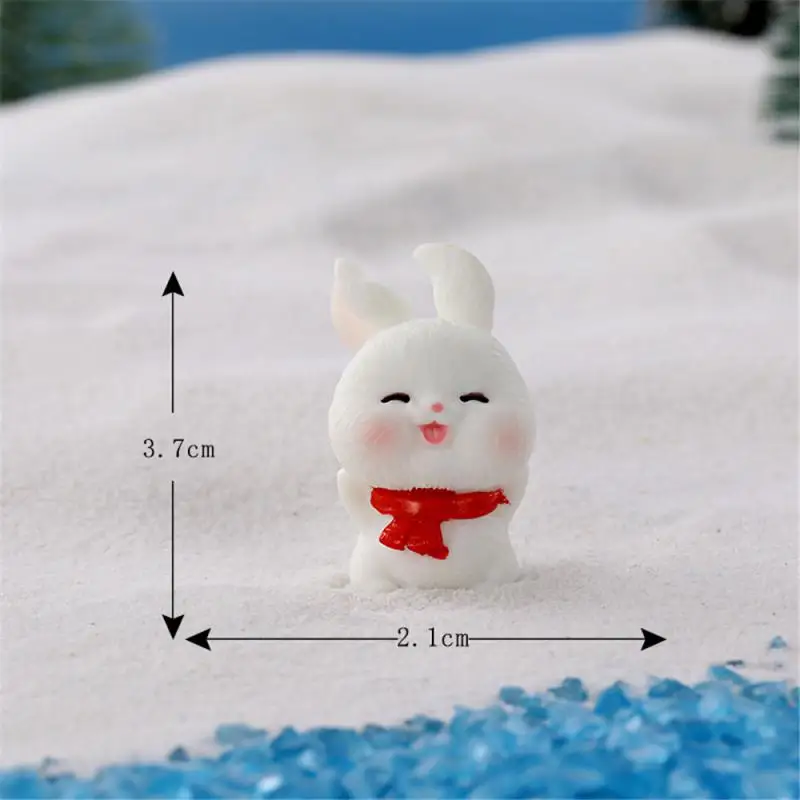 Figurines Miniatures Cute Rabbit Micro Landscape Ornaments For Christmas Home Decorations Kawaii Animal Bunny Room Decor
