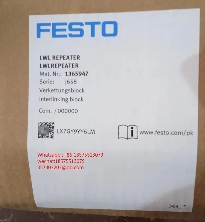 

NEW Festo CPX-M-FB35 Resistor LWL REPEATER Mat.Nr.: 1365947 Serie: J658 Verkettungsblock Interlinking Block Com./000000