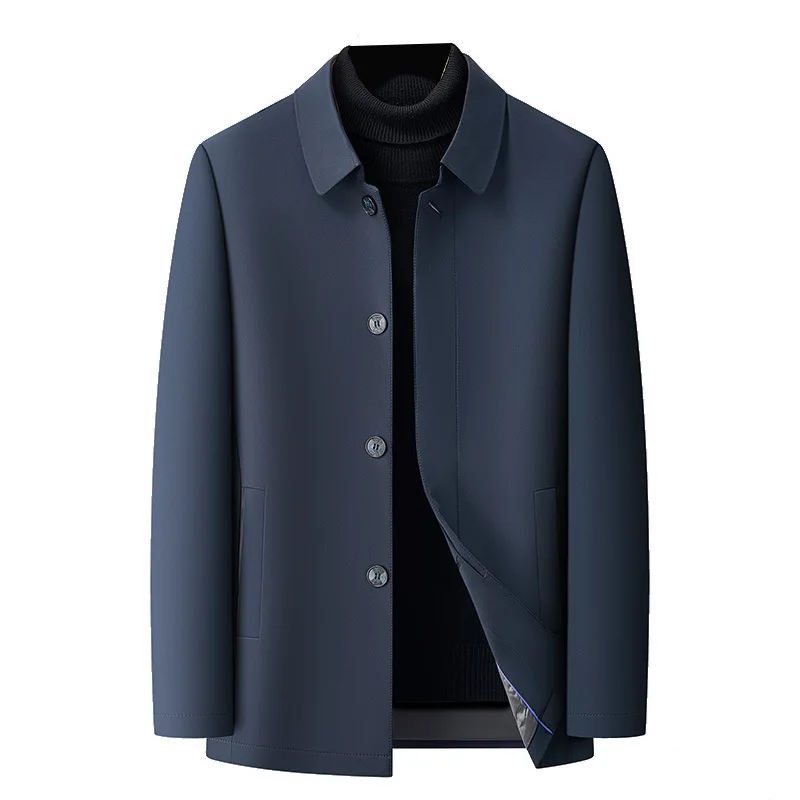 Зимние пуховые пальто мужские с отложным воротником однобортный легкий белый утиный пух деловая куртка для папы среднего возраста JK-189