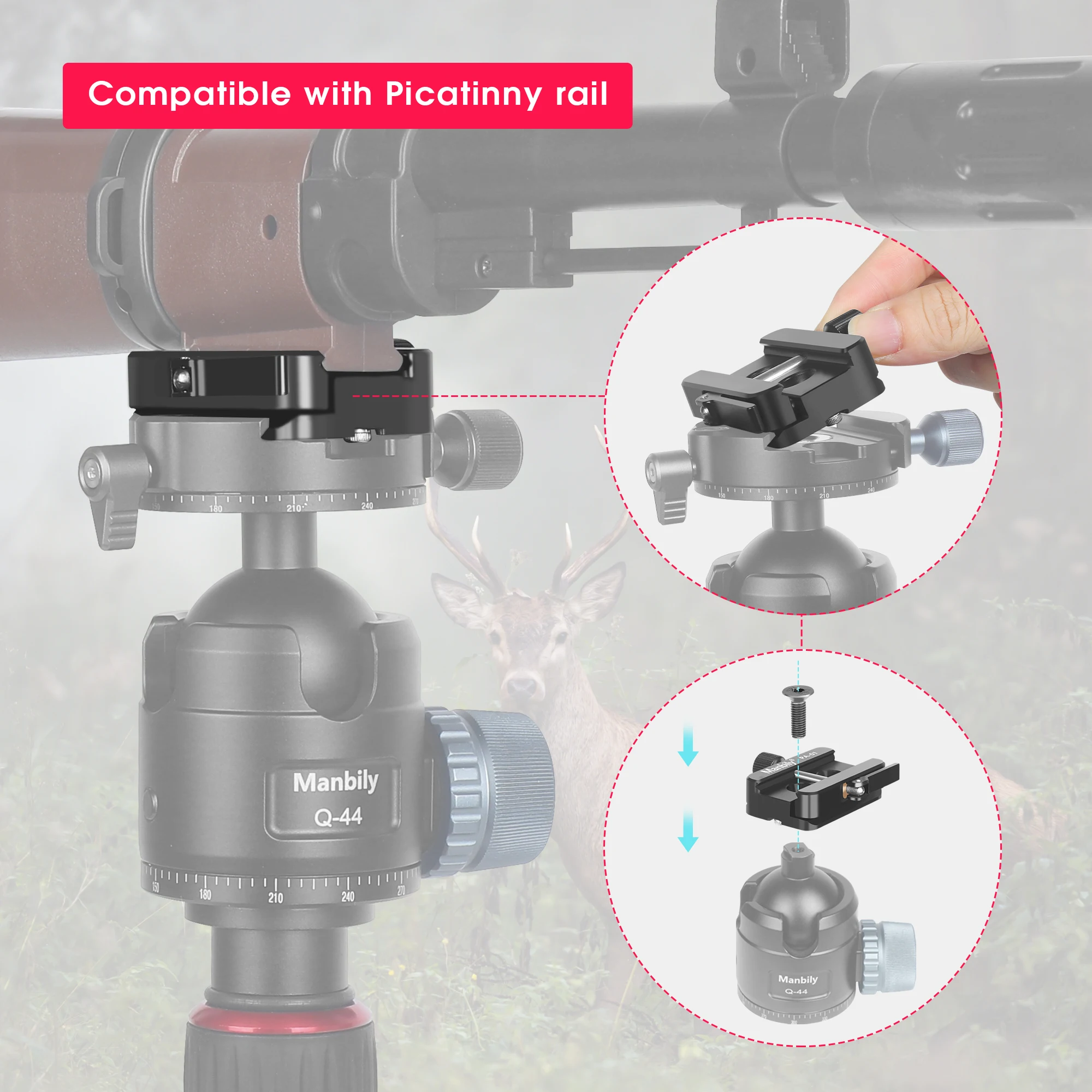 Manbily Quick Release Plate Arca Swiss Clamp for Tripod Ball Head Quick Release Clamp Aluminum Tripod Dovetail Adapter Mount