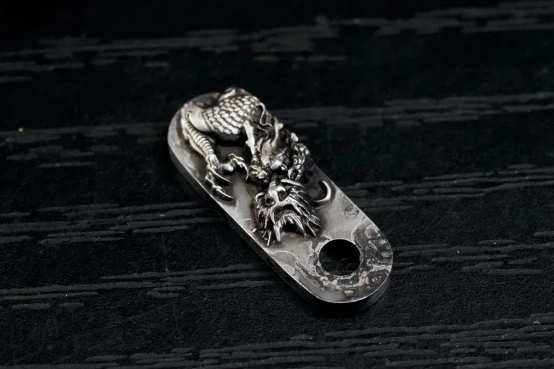 Hand Made Silver LOONG/Dragon Stainles Steel Filler Tab for Hinderer Knives