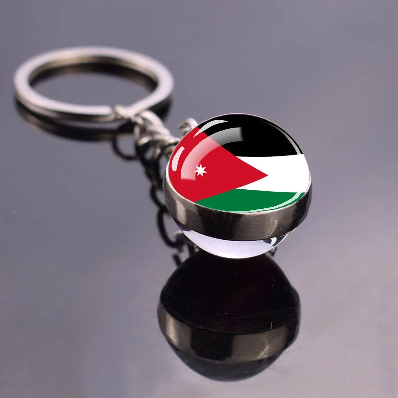 Jordan Keychain Kuwait Keyring Wooden Keyring National Flag Cabochon Glass Small Pendant Multiple  Keychains