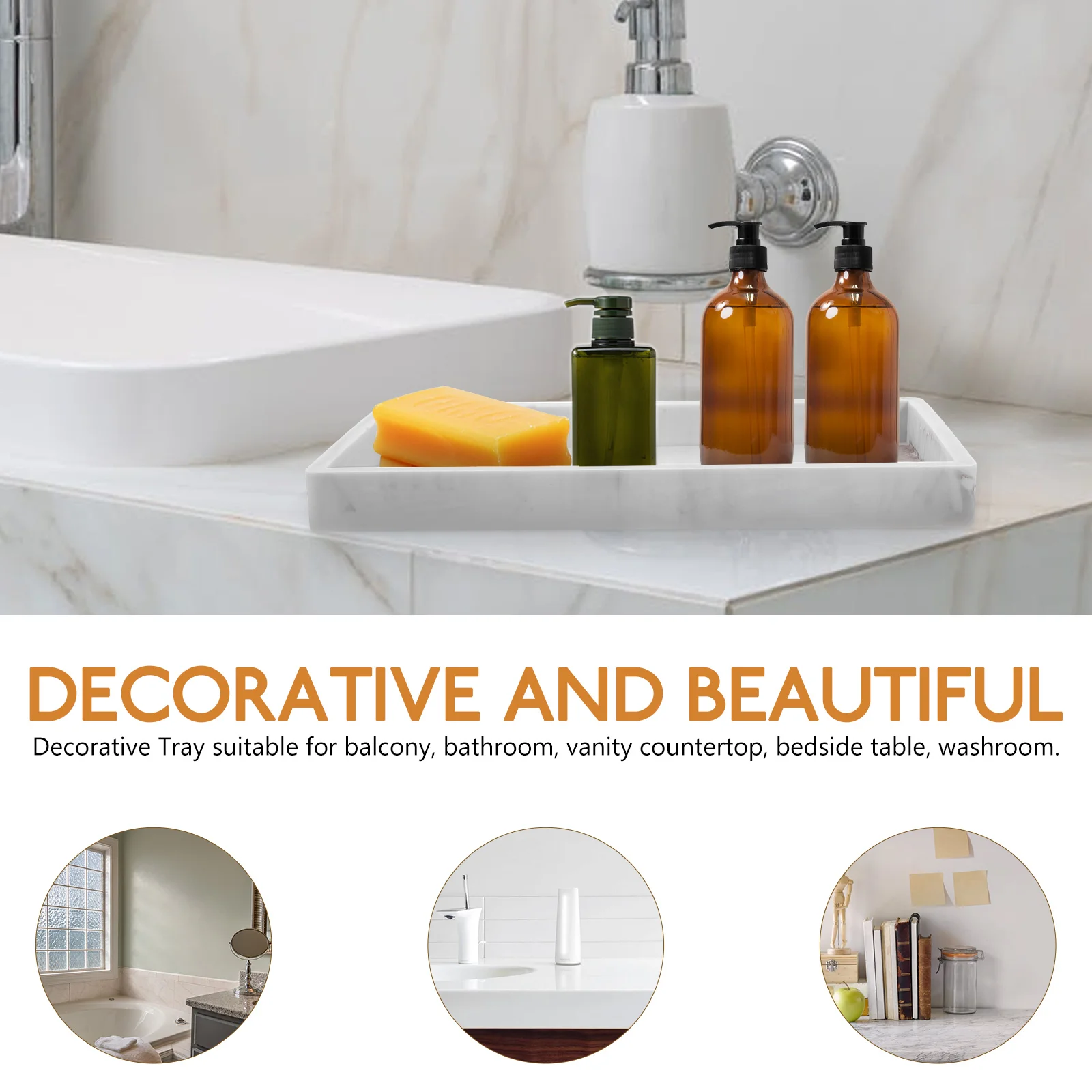 

Bathroom Vanity Tray Rectangle Silicone Storage Plate Smooth Easy Clean For Sink Countertop Organizing Toiletries