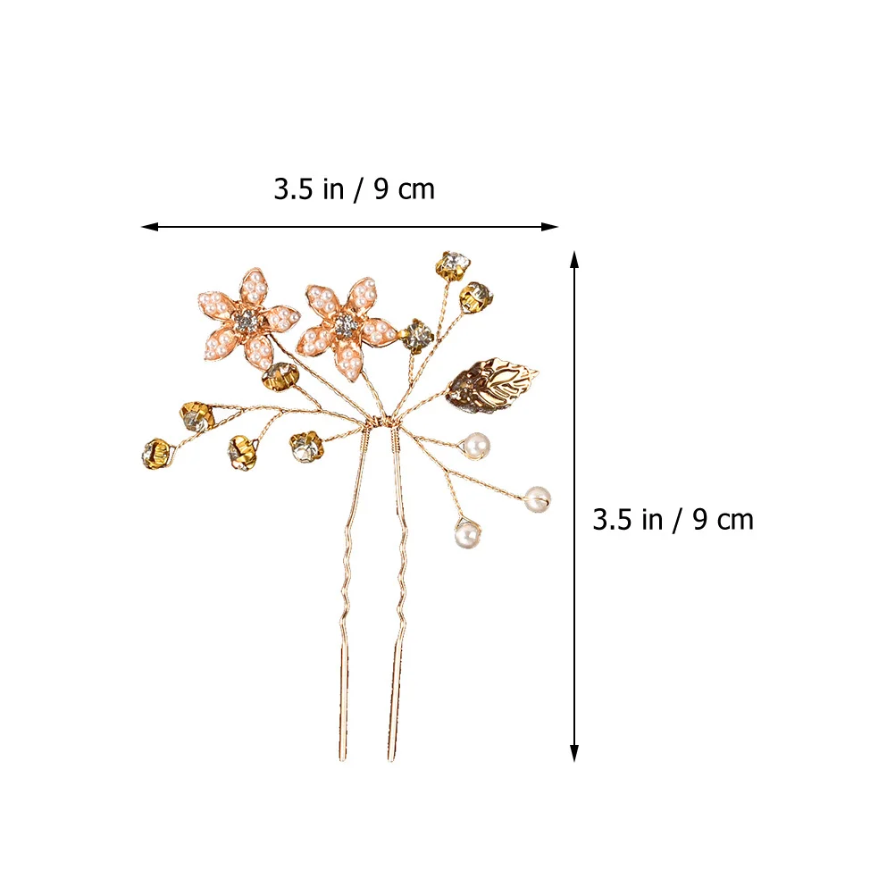 

2pcs Golden Leaf Hairpins For Women Flower Forks Vintage Updo Bun Sticks Wedding Hair Accessories Hair Stick Lightweight