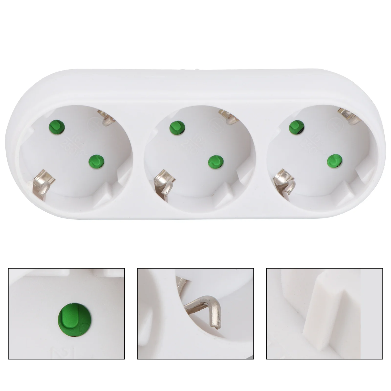 

Triple Socket Wall Plate Fireproof Durable Cover Ac220-240V Gloss White Plug Adapter For Home Office Desk Power