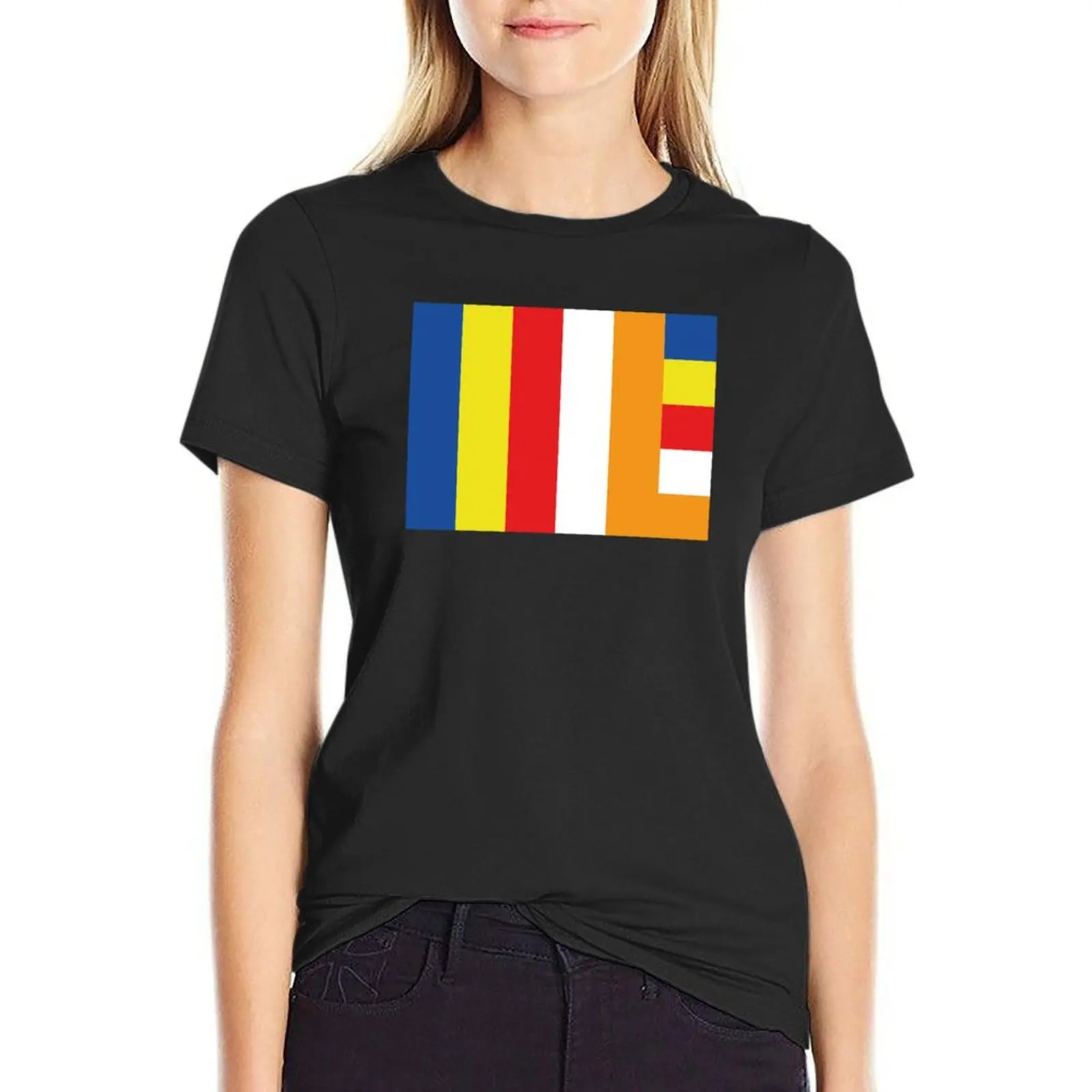 

Buddhist Flag T-Shirt funnys cute clothes summer tops clothes for Women