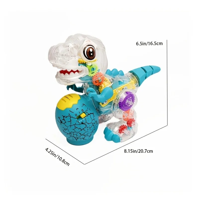 Juguete de dinosaurio transparente, también se puede utilizar como artículo decorativo para interiores, con iluminación Xuncai, música y función de dirección automática, Chri