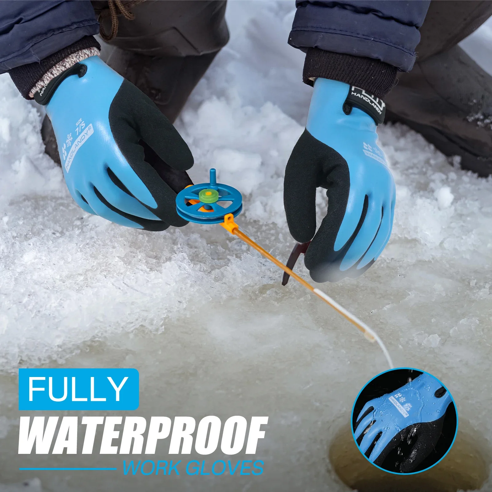 HANDLANDY Waterproof Work Gloves for Cold Weather, Insulated Winter Freezer Work Gloves with Grip CE certification work gloves