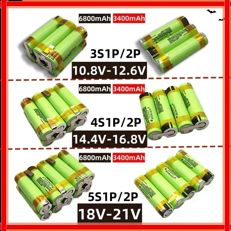 Baterie 18650 3400mah/6800mah 20A vybíjecí šroubováková baterie, originální NCR18650B 2S 3S 4S 5S 6S 12V 14,4V 18V 21V 25V - náhled 2