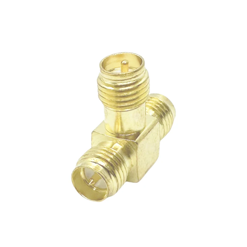 Antenna Adapter RPSMA Male to Dual RP-SMA Female Connector T Type 3 Way Splitter Gold Plated for FPV Drone GPS WiFi Antenna