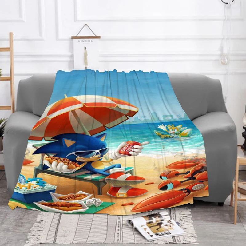 

Furry Cute S-Sonic Bed Blankets & Throws Throw Blanket Sofa Winter Machine Washable Fluffy Soft Baby Fleece Beds Custom Nap Car