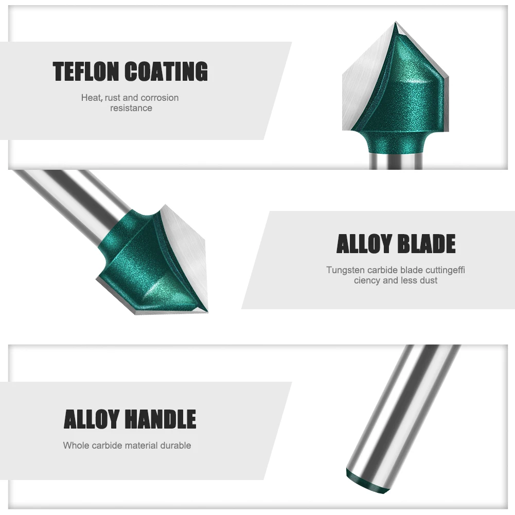 Mèche de routeur en forme de V à 90 degrés, tige de 6mm 1/4 ", qualité professionnelle, plaque en aluminium et plastique, coupe-fente murale pliante