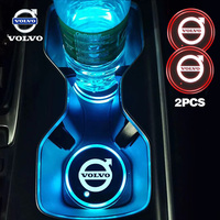 Luminous Car Logo Water Cup Coaster 7 Color For Volvo V50 XC60 V40 XC90 S60 XC40 V60 V70 S90 Olestar AWD T6