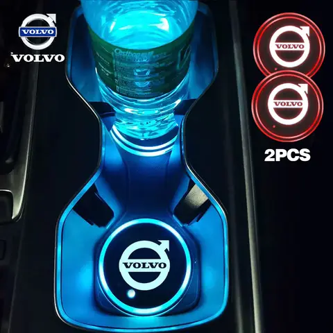 빛나는 자동차 로고 워터 컵 코스터 7 색 볼보 V50 XC60 V40 XC90 S60 XC40 V60 V70 S90 Olestar AWD T6