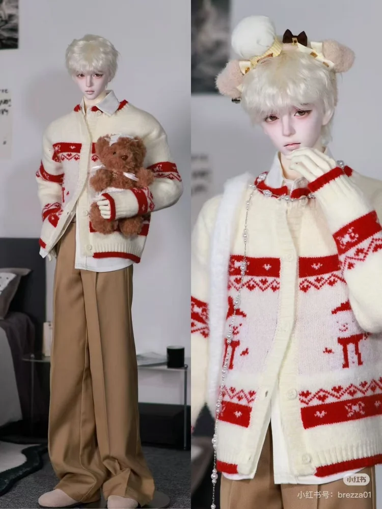 (Weihnachtspullover) BJD Puppenkleidung für ID75 YC77 AM77 Puppen Rot Blau Pullover Puppen Kleidungszubehör (keine Puppe)