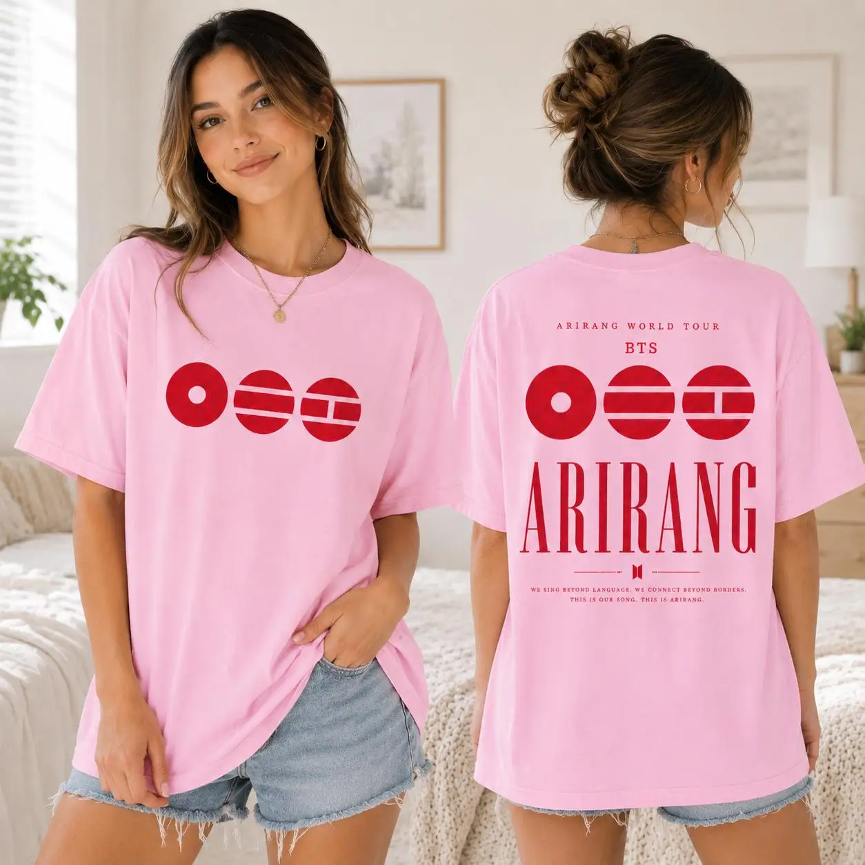 2026 BT21 Arirang Graphic T-shirt Men and Women Summer 100 Cotton Shirt Fashion High Quality Short Sleeved Top Streetwear Unisex view 3