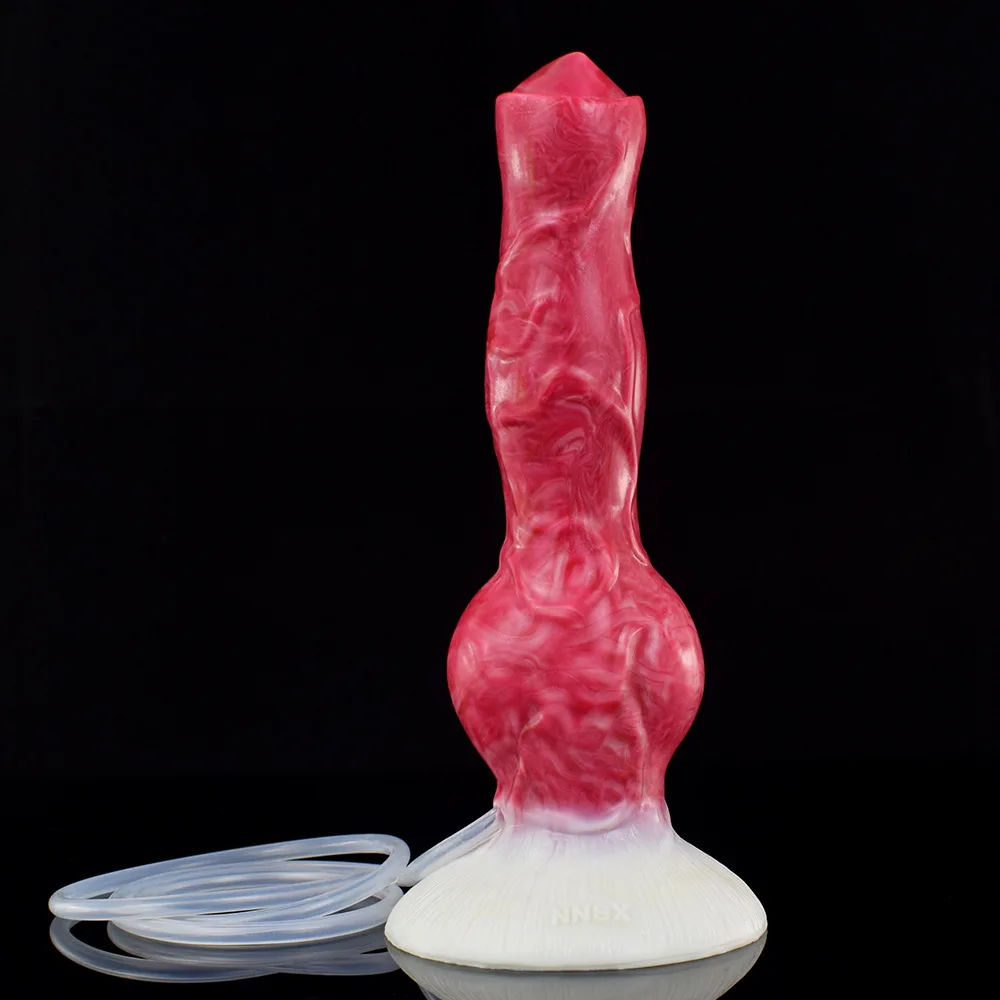 AnimaL Large Wolf Dog Knot Ejacultion Dildos With Sucker Spray Liquid Function Silicone Squirting Penis Sex Toys For Women Men