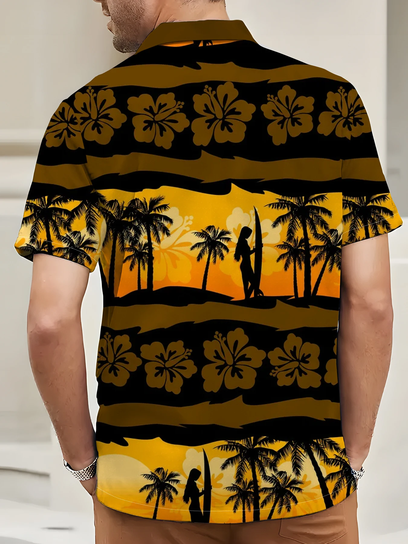 Camisa havaiana masculina com gráfico de coco impresso em 3D, camisas de botão, tops de manga curta, roupas de férias na praia