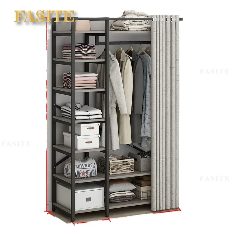 For Walk-in Closet Metal Coat Rack Light Luxury Multifunctional Wall Mounted Hanging Wardrobe Open Cloakroom Bedroom Storage