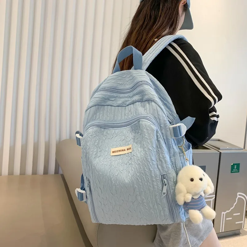 

Japanese Student Schoolbag Literary Casual Shoulders Book Bag Solid Color Women Backpack Teenage Laptop Harajuku Travel Backpack