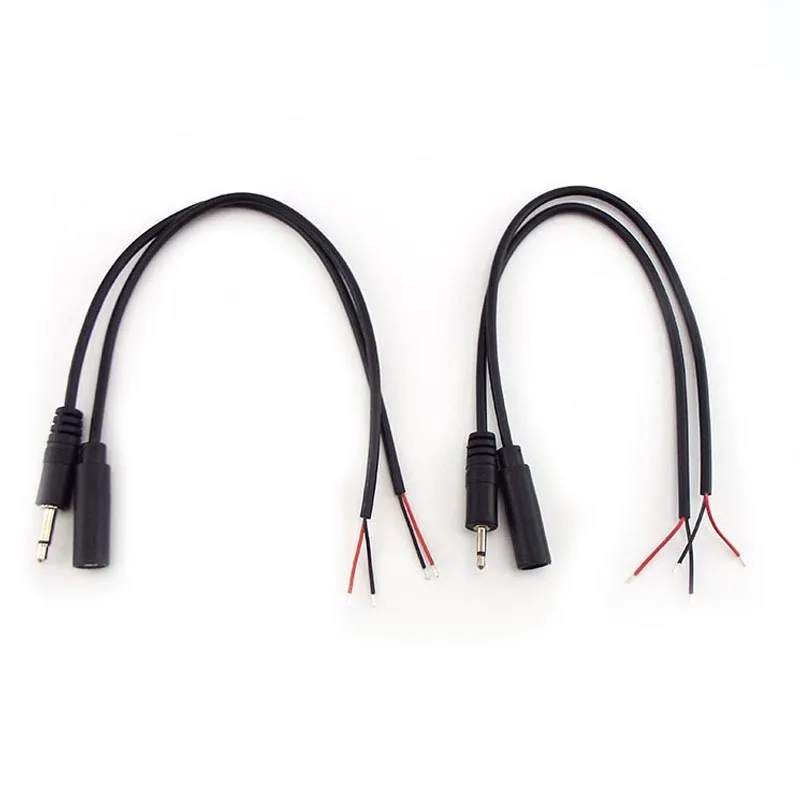 25CM 2.5mm 3.5mm Mono Audio Connector Cable 2pin Wire Extension Cord Male Female Plug DIY Repair Single Head Plug Jack