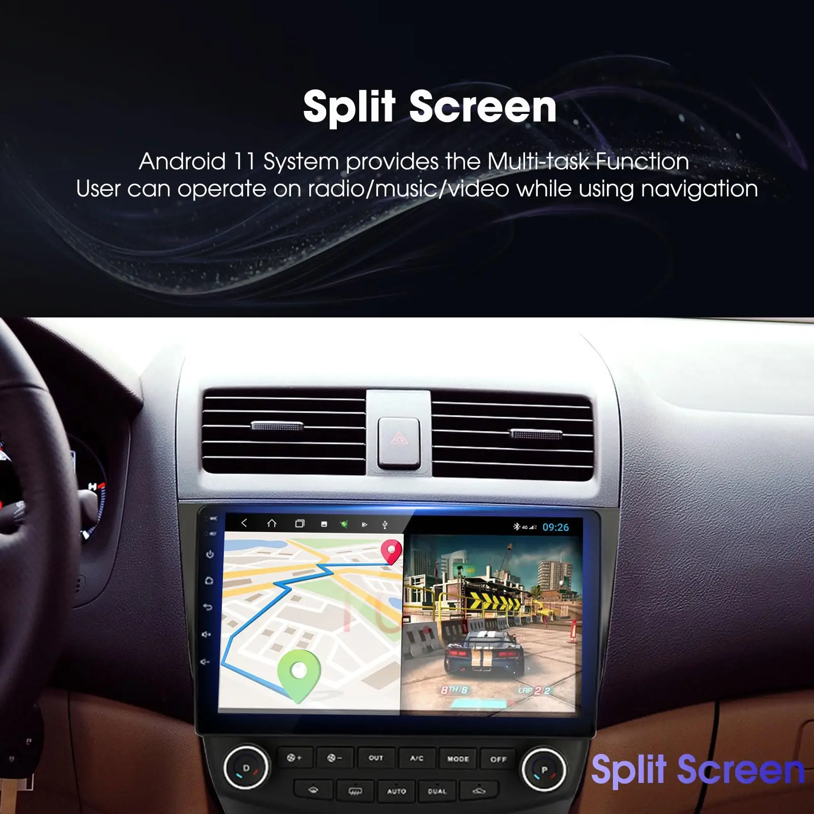 ANYFAR Android Car Stereo for Honda Accord 7th 2003-2007, 10" Touch GPS Navigation, Built-in CarPlay/Android Auto, FM 2G+32G - Image 5