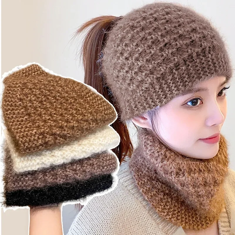 Wool Knitted Warm Headbands Women\'s Autumn Winter Wide Edge Headscarf Ladies Solid Soft Outdoor Windproof Hair Band Neckerchief