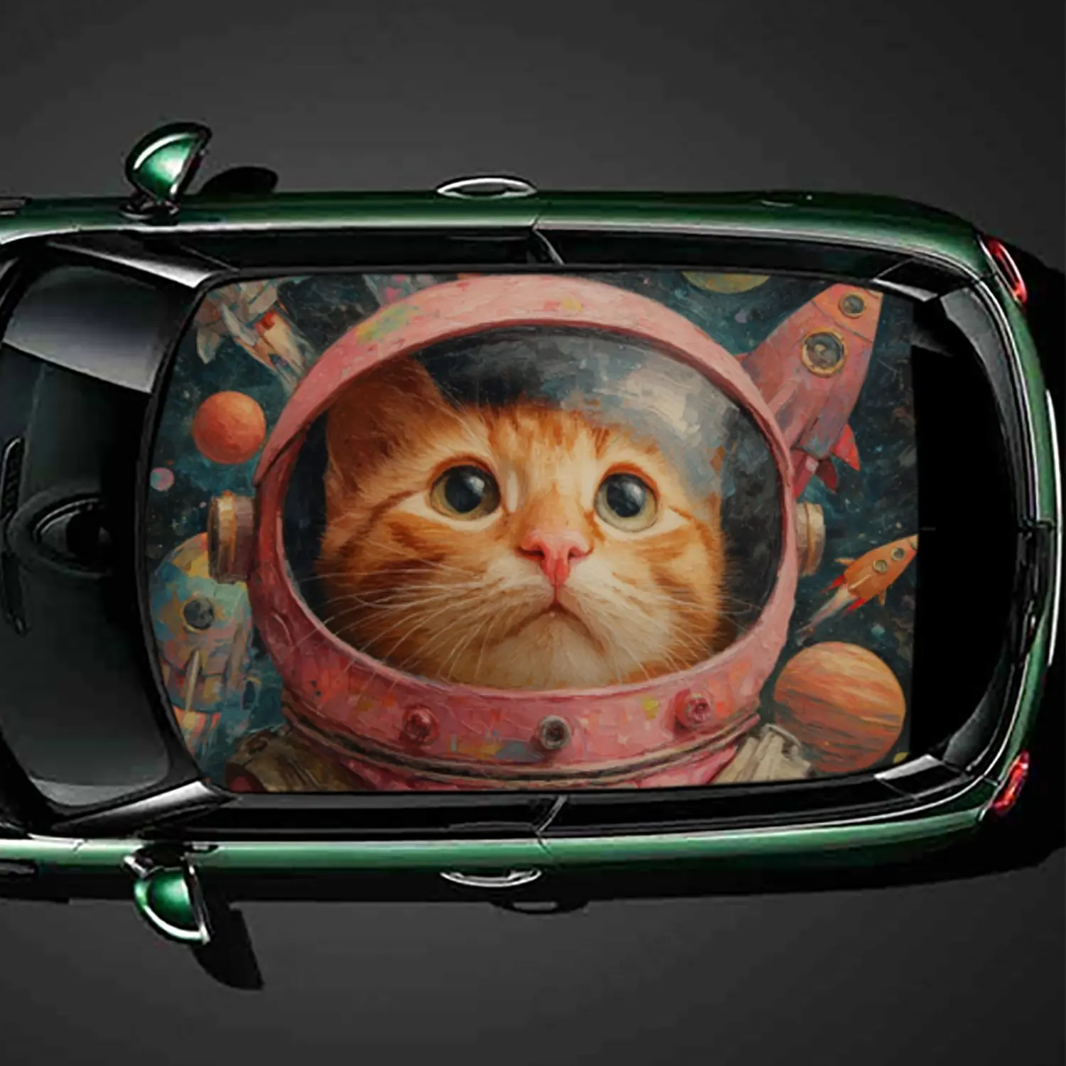 

Cute Space Cat Cat in Pink Spacesuit Helmet Car Roof Sticker PVC Self Waterproof stick , Striking Auto Exterior Accessories Deco