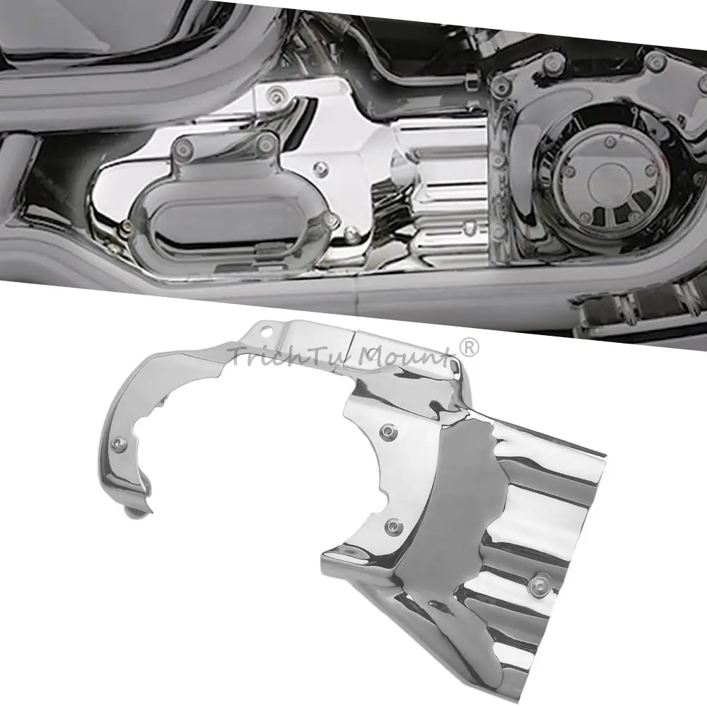 Motorbike Part Engine Transmission Interface Trim Cover Chrome Iron Compatible For Harley-Davidson Softail 2007-2017 Models