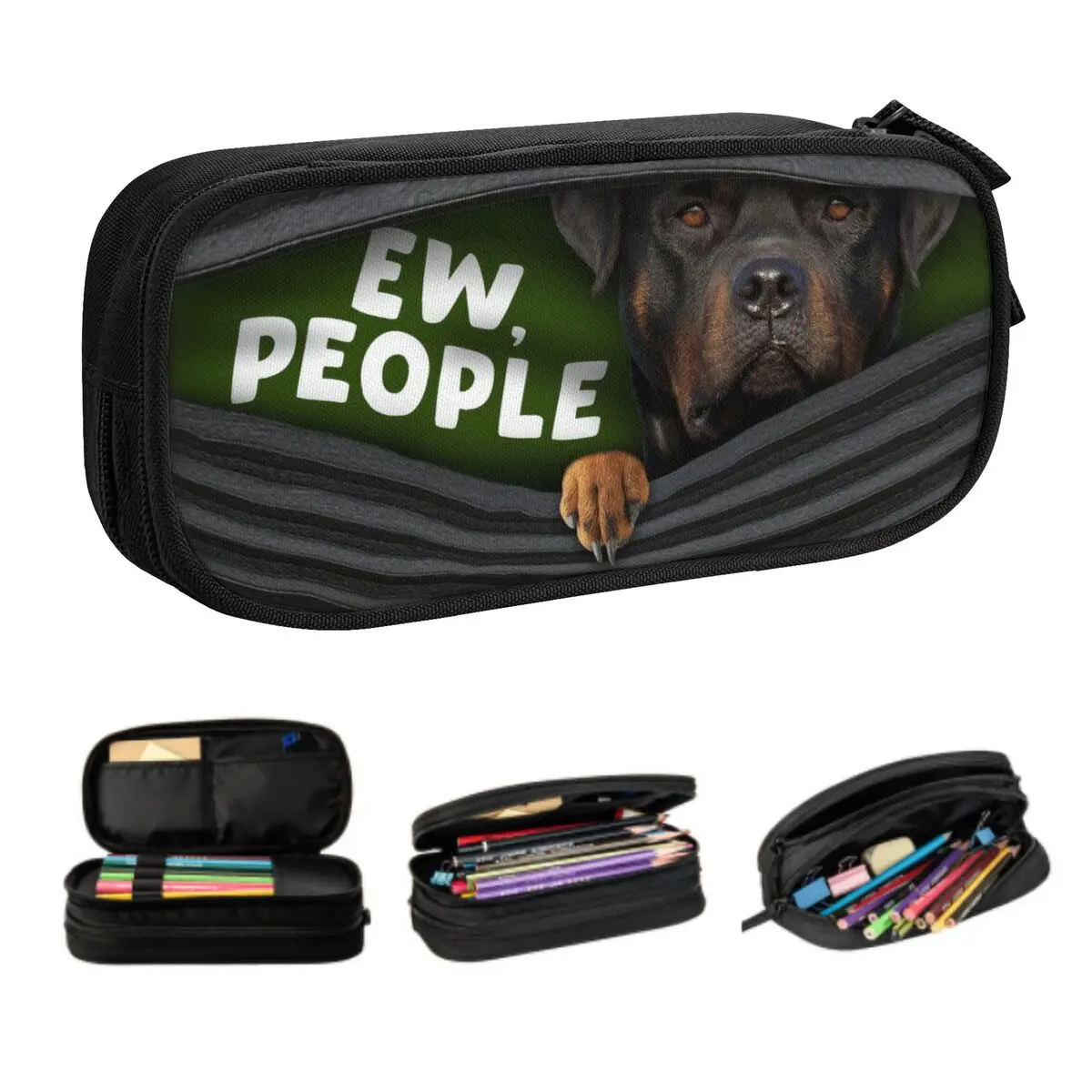 rottweiler ew people cute pencil case para meninas e meninos grande capacidade metzgerhund rott dog pencil pouch acessorios escolares 01