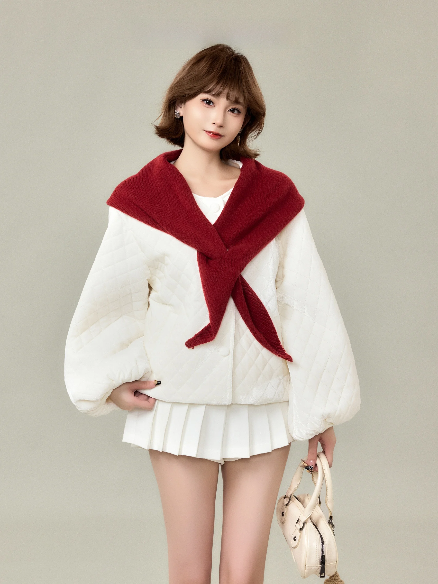 

Корейское бархатное женское пальто свободного кроя с рукавами-фонариками, короткая верхняя одежда, зимняя модная одежда, размер S, для магазинов одежды