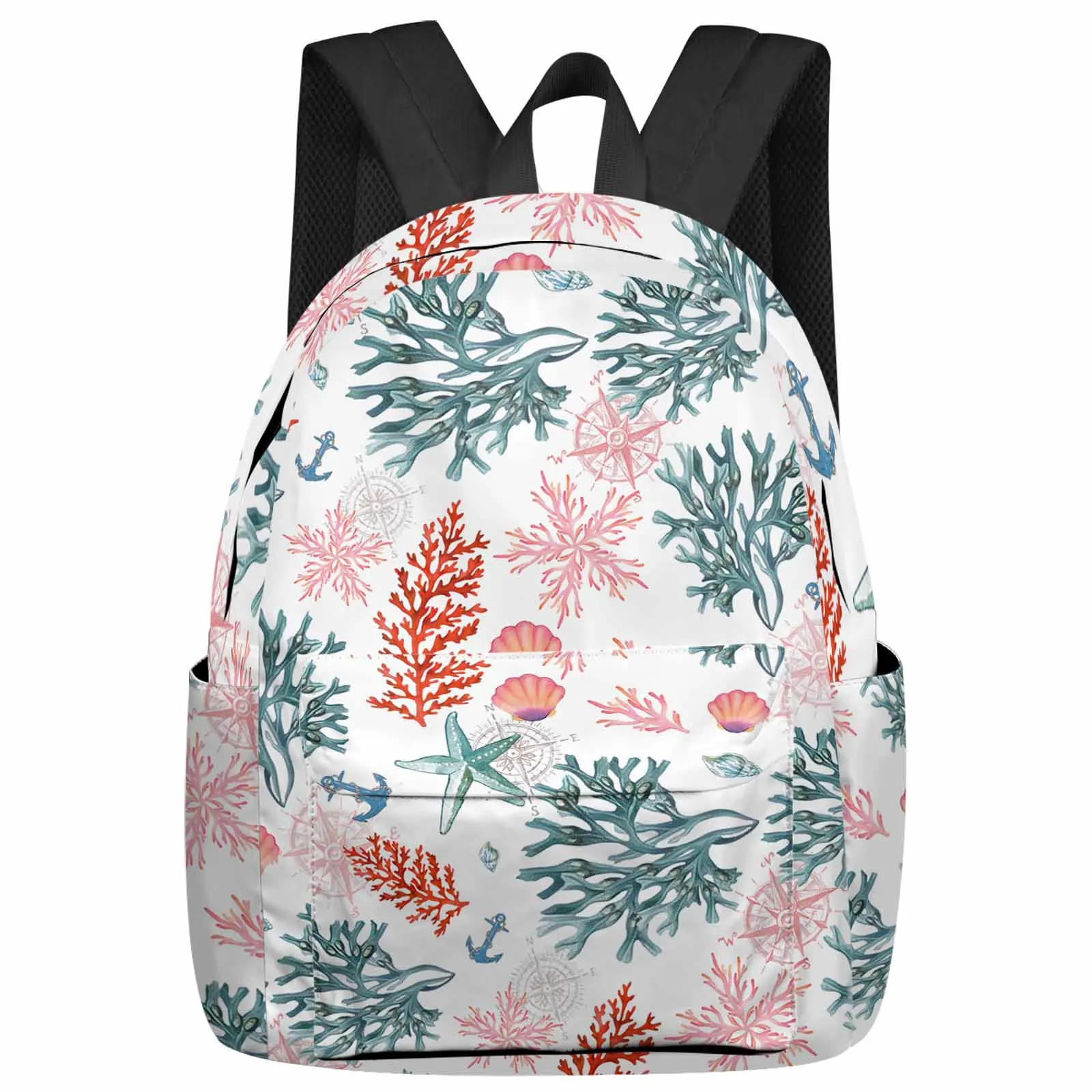 Coral Starfish Anchor Shell Backpack School Bags for Teenagers Students Laptop Bag Women's Casual Travel Backpack